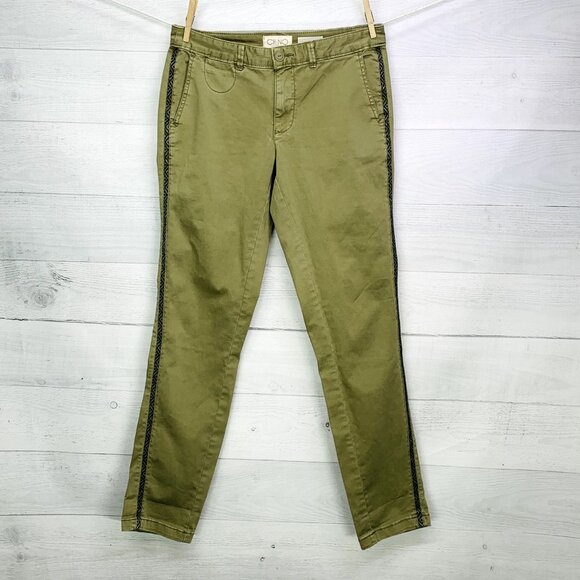 Anthropologie Womens Chino Pant Relaxed Fit Green Side Stripe Stretch Size 26 - Picture 5 of 14